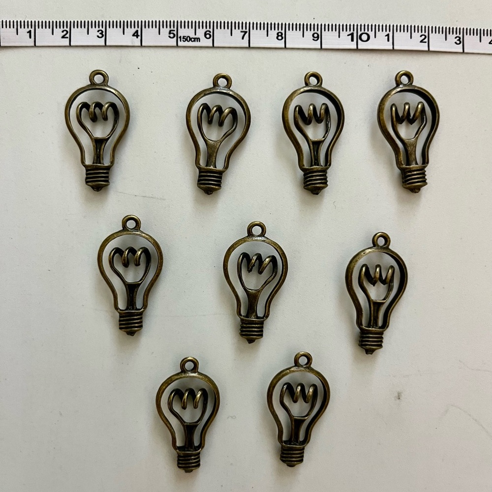 Vintage Bronze Colored Light Bulb Charms